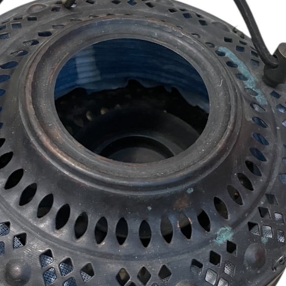 Vintage Metal & Cloth Hanging Lantern Collapsible Tea light, Blue - Picture 8 of 8